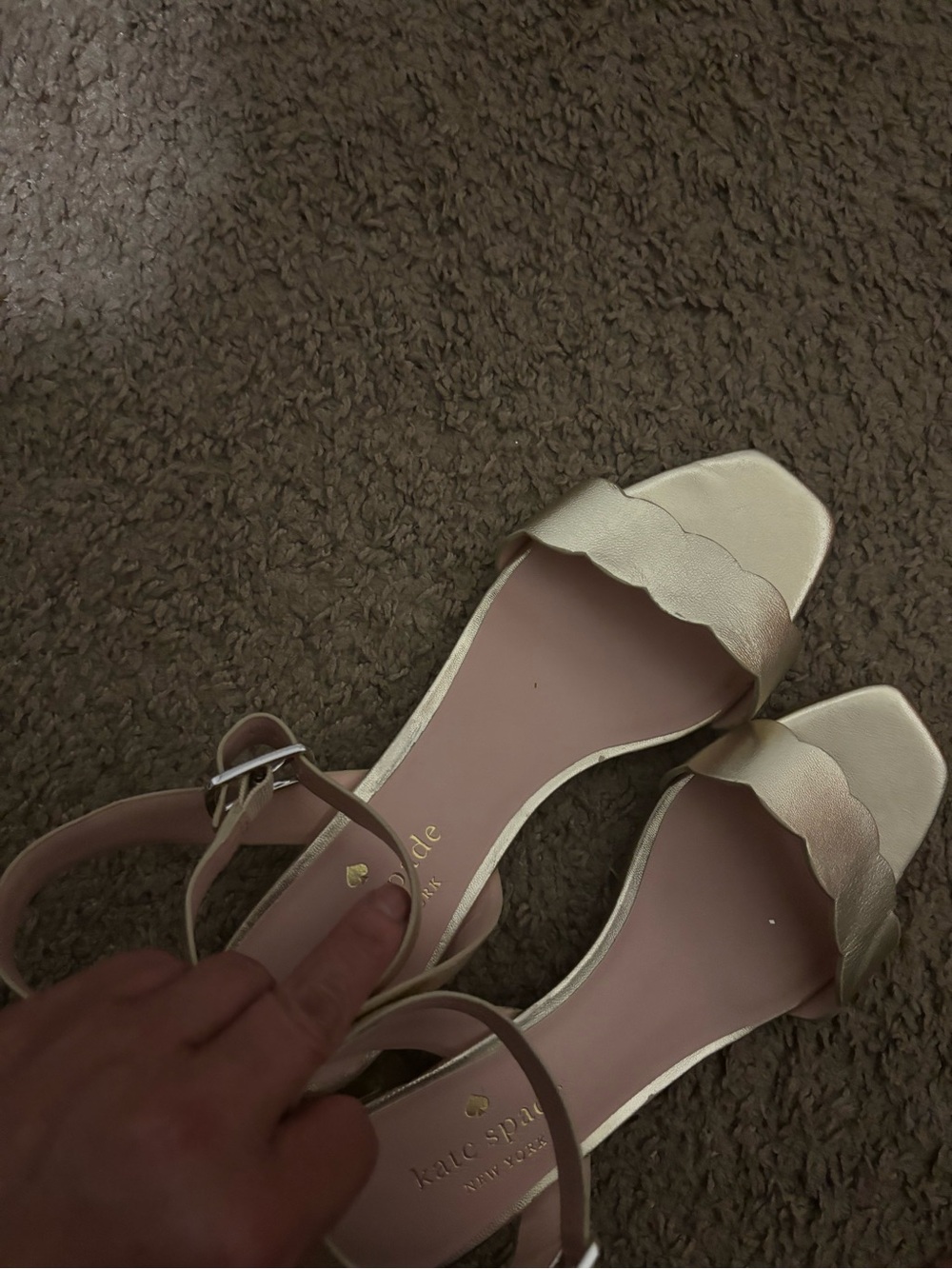 kate spade Metallic Gold Scalloped Open-Toe Ankle-Strap Sandals
